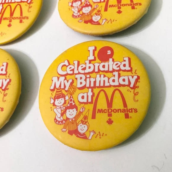 Vintage Lot of 4 McDonalds Celebrated Birthday Button Pin Collectible Pinback - Picture 2 of 8